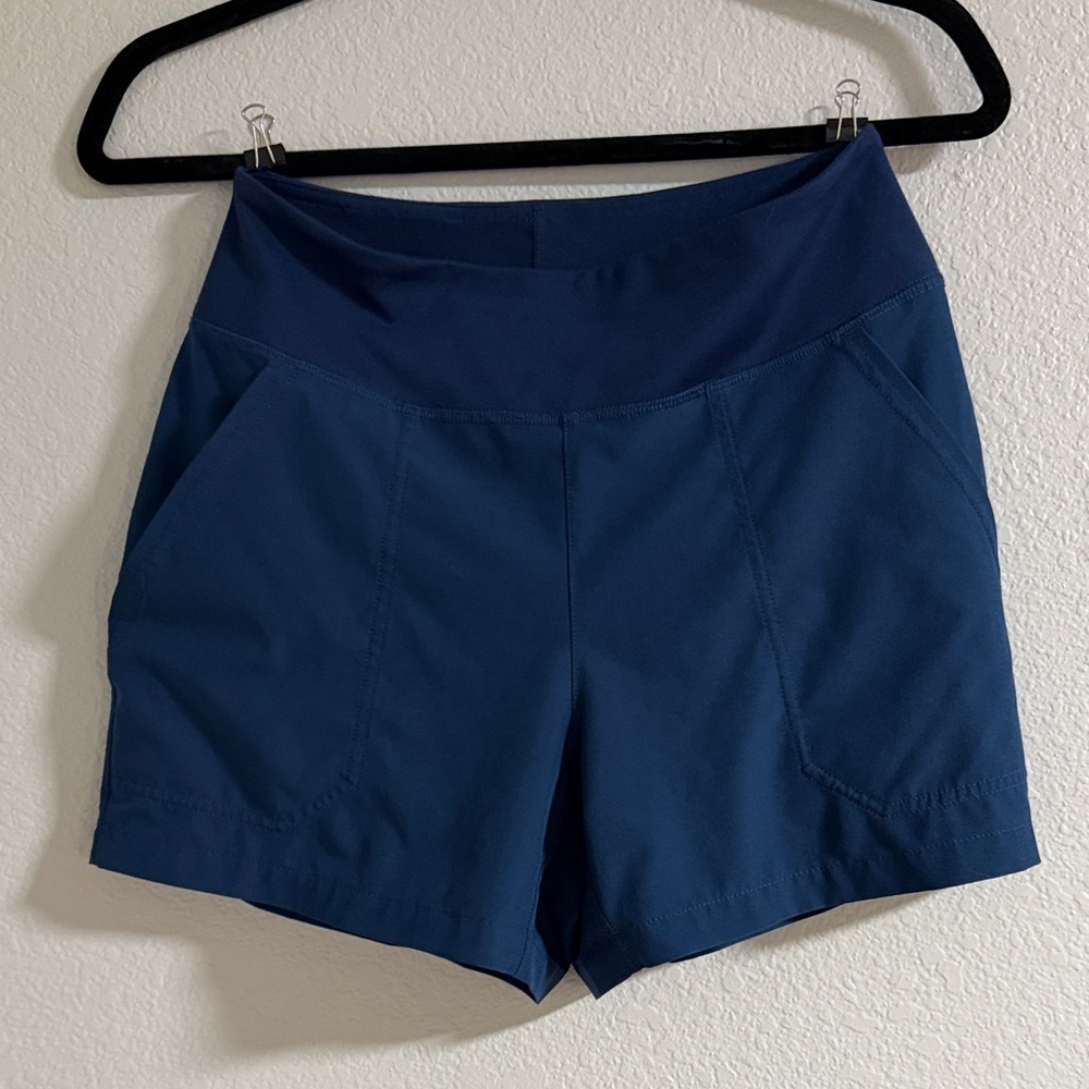 Patagonia Women's Deep Blue Athletic Shorts, yoga-band waist, size XS